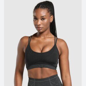 Gymshark Sports Bra Womens Medium Black Apex Seamless Strappy Light Support